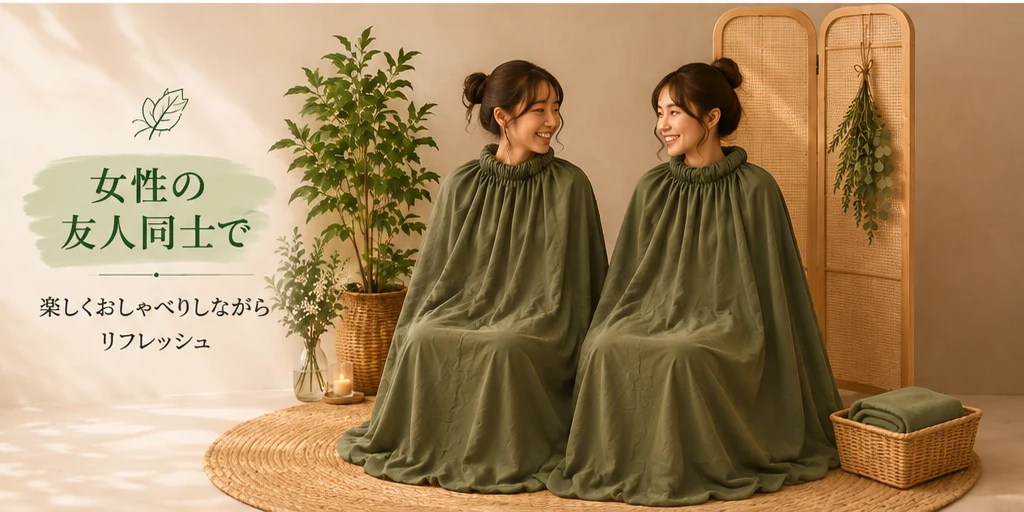 女性のご友人同士でよもぎ蒸しを楽しむイメージ